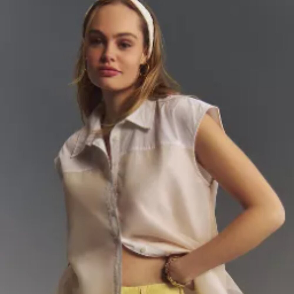 NWT Anthropologie The Bennet Buttondown Shirt by Maeve: Muscle Tank Edition